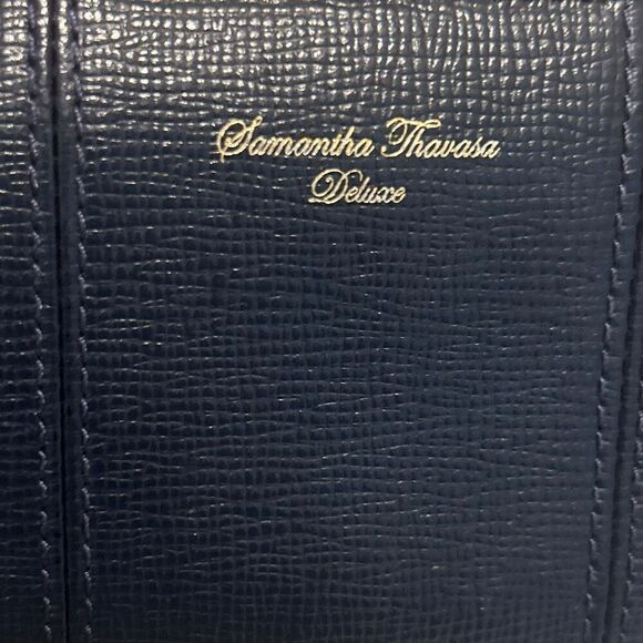 Samantha Thavasa Zip Around Long Wallet Blue Leather Minimalist Casual Daily - Picture 3 of 11